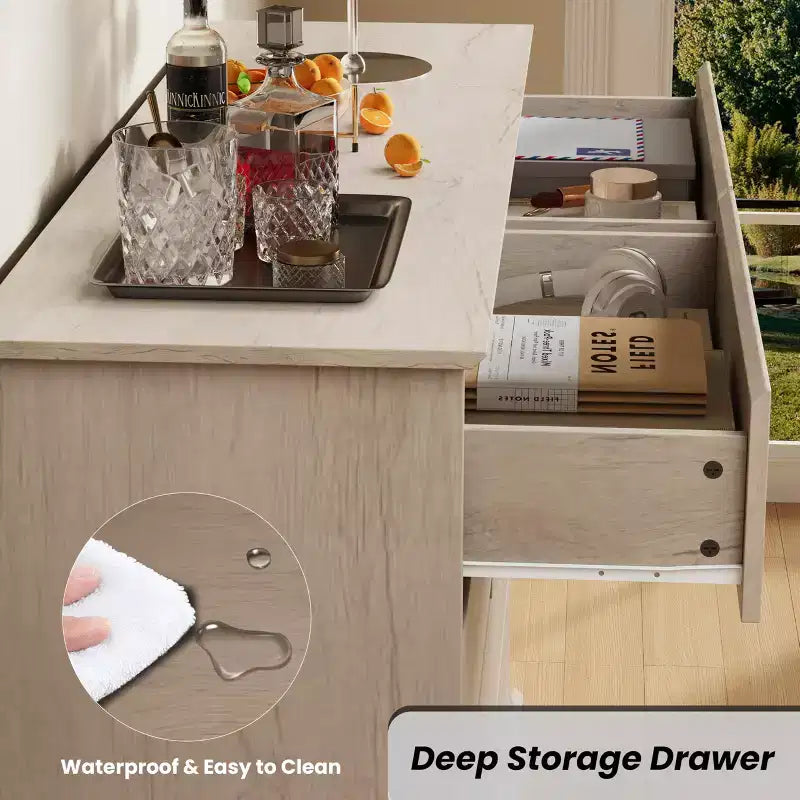 Modern Dresser for Bedroom with 8 Drawers, Wooden Storage Organizer Unit for Closet, Wide Chest of Drawers