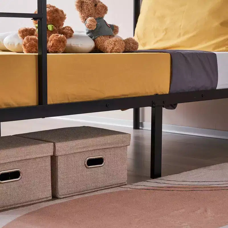 Karl Home Twin Over Twin Steel Bunk Bed Frame Ladder Bedroom Dorm Room for Kids Adult Children
