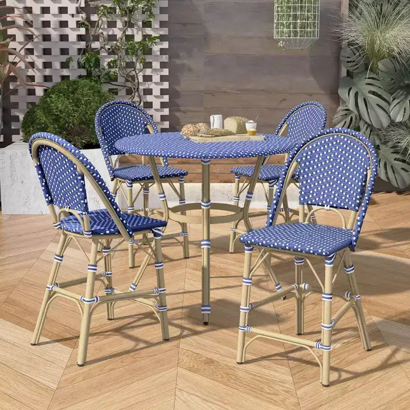 Franco 5pc Counter Height Patio Dining Set - miBasics: Outdoor Aluminum Barstools & Table Set, Water-Resistant