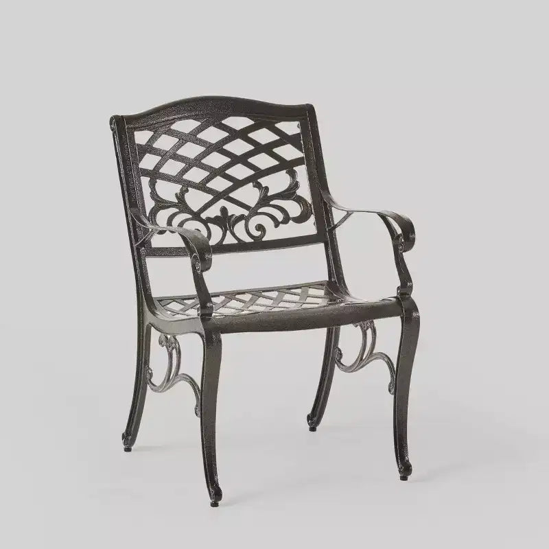 Hallandale Sarasota 5pc Cast Aluminum Patio Dining Set - Bronze - Christopher Knight Home: Weather-Resistant, 4 Arm Chairs, No Cushions