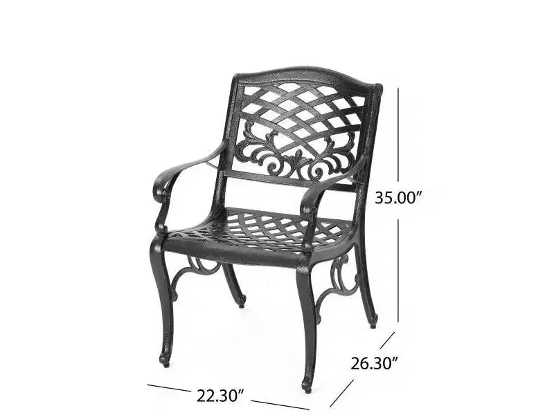 Hallandale Sarasota 5pc Cast Aluminum Patio Dining Set - Bronze - Christopher Knight Home: Weather-Resistant, 4 Arm Chairs, No Cushions