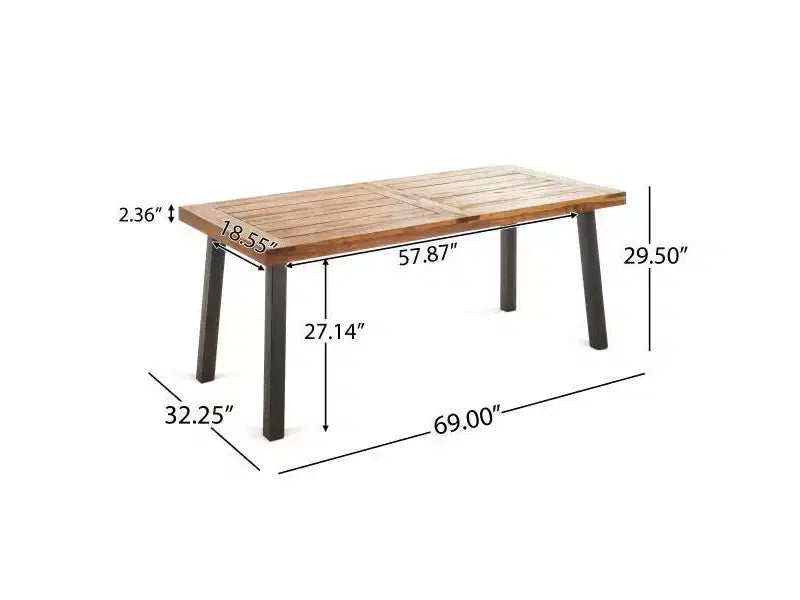 Bavaro 7pc Rectangle All-Weather Wicker and Wood Patio Dining Set - Brown/Cream - Christopher Knight Home: Galvanized Steel, Polyester Cushions