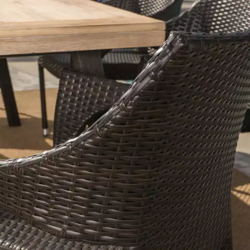 Hensley 6pc Acacia & Wicker Dining Set: Weather-Resistant, Garden Furniture - Christopher Knight Home