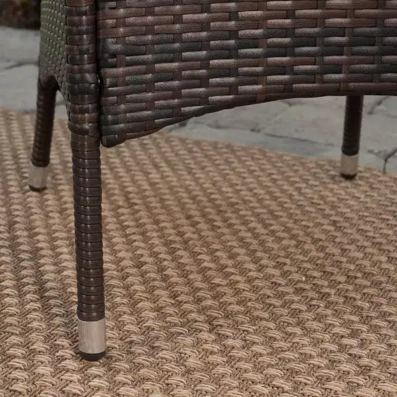 Montgomery 6pc Acacia & Wicker Dining Set - Teak/Brown - Christopher Knight Home: Outdoor Seating, Galvanized Steel Hardware