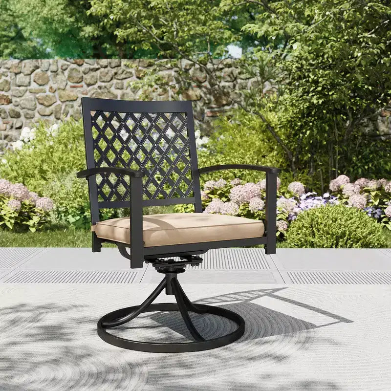 7pc Patio Set with 37" Table & Diamond Back Swivel Arm Chairs - Captiva Designs