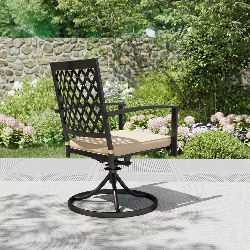 7pc Patio Set with 37" Table & Diamond Back Swivel Arm Chairs - Captiva Designs
