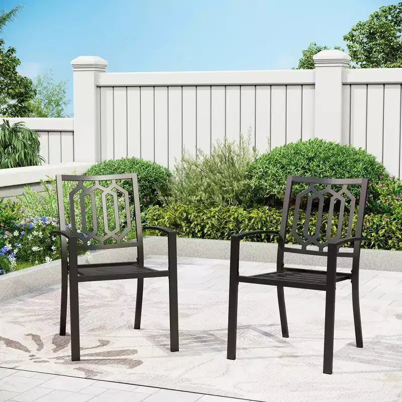 Captiva Designs 7pc Metal Patio Dining Set with Rectangular Expandable Table & 6 Chairs: Outdoor Seating for Six