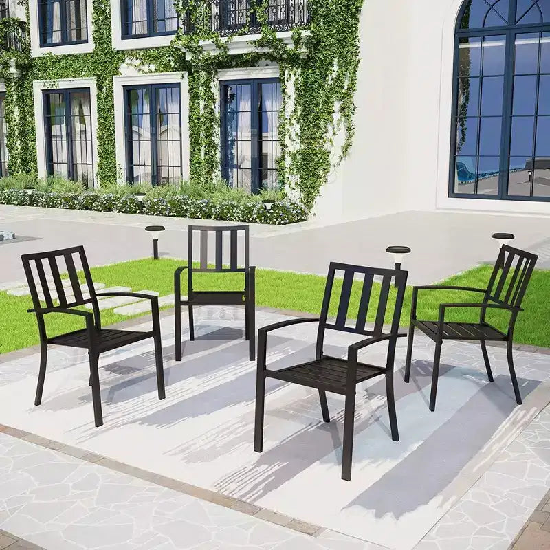 Captiva Designs 7pc Steel Outdoor Patio Dining Set: Garden Furniture with Extendable Table