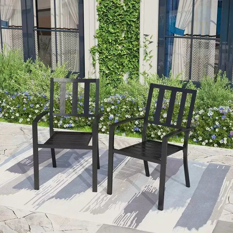 Captiva Designs 7pc Steel Outdoor Patio Dining Set: Garden Furniture with Extendable Table