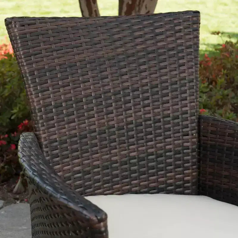 Jennys 6pc Acacia/Wicker Patio Dining Set - Brown - Christopher Knight Home: Weather-Resistant, Iron Frame, Bench Included