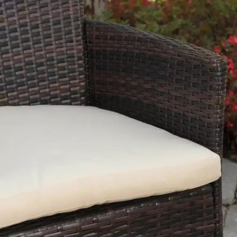 Jennys 6pc Acacia/Wicker Patio Dining Set - Brown - Christopher Knight Home: Weather-Resistant, Iron Frame, Bench Included