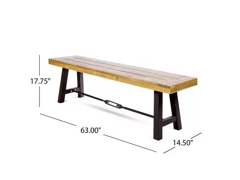 Jennys 6pc Acacia/Wicker Patio Dining Set - Brown - Christopher Knight Home: Weather-Resistant, Iron Frame, Bench Included
