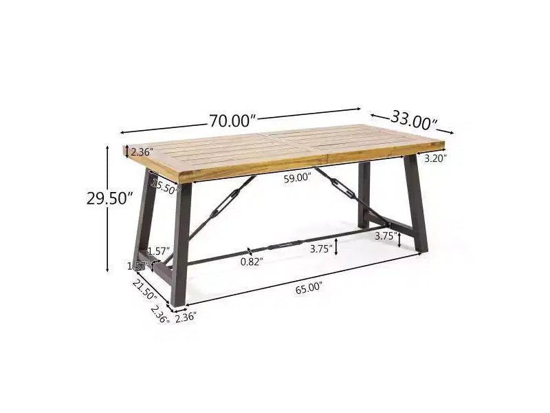 Jennys 6pc Acacia/Wicker Patio Dining Set - Brown - Christopher Knight Home: Weather-Resistant, Iron Frame, Bench Included