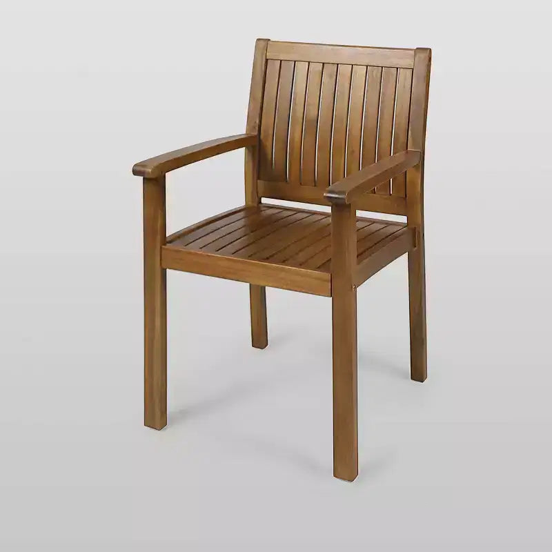 Karen 5pc Acacia Dining Set - Teak - Christopher Knight Home: Weather-Resistant, Circular Table, 4 Arm Chairs