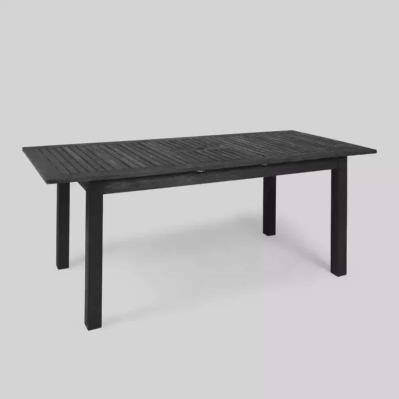 Nadia 9pc Wood and Wicker Expandable Dining Set Gray: Acacia Frame, PE Rattan, Cushions - Christopher Knight Home