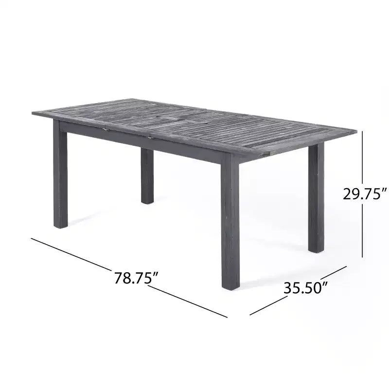 Nadia 9pc Wood and Wicker Expandable Dining Set Gray: Acacia Frame, PE Rattan, Cushions - Christopher Knight Home