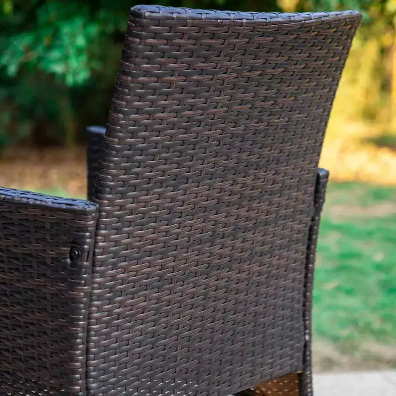 7pc Patio Dining Set with Rectangular Steel Table & Rattan Closed Side Chairs Blue/Brown - Captiva Designs
