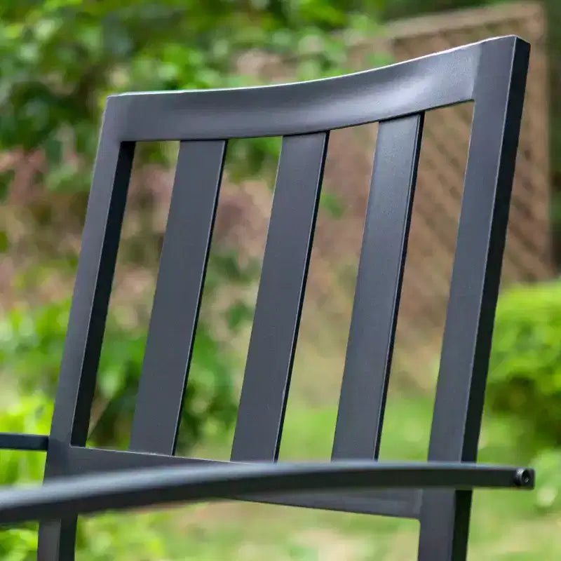 7pc Outdoor Rectangular Table & 6 Chairs with Striped Design - Black - Captiva Designs: Patio Dining Set, Weather-Resistant