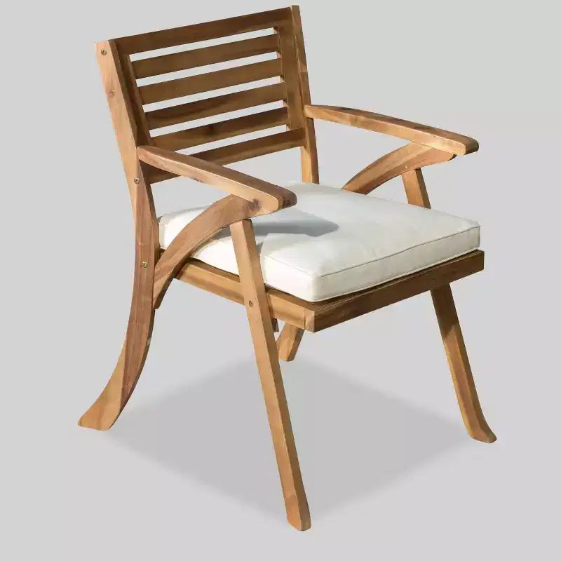 Hermosa 7pc Acacia Wood Oval Dining Set - Teak/Cream - Christopher Knight Home