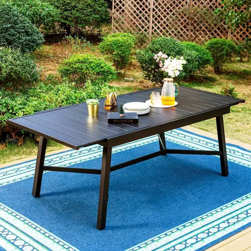 Ensemble de salle à manger 7 pièces pour patio avec table extensible et 6 chaises en rotin PE – Captiva Designs