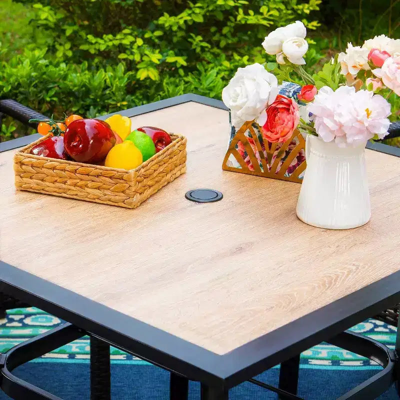 5pc Patio Table & Metal Chairs with Diamondback Design - Captiva Designs