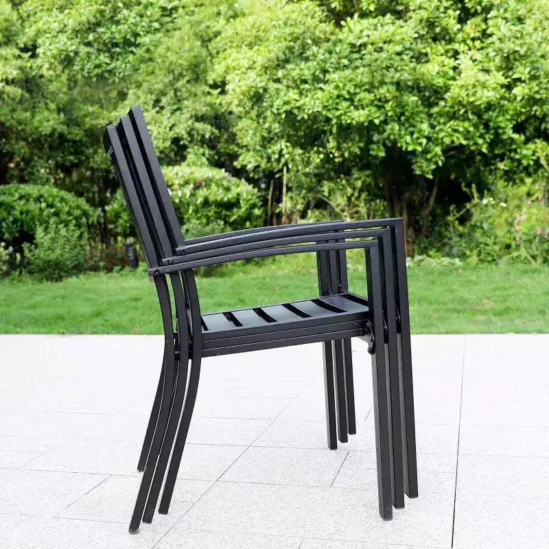 5pc Patio Table & Metal Chairs with Diamondback Design - Captiva Designs