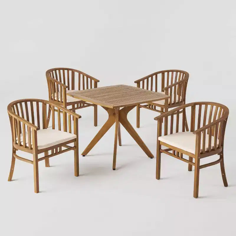 Alondra 5pc Acacia Wood Square Dining Set - Teak - Christopher Knight Home