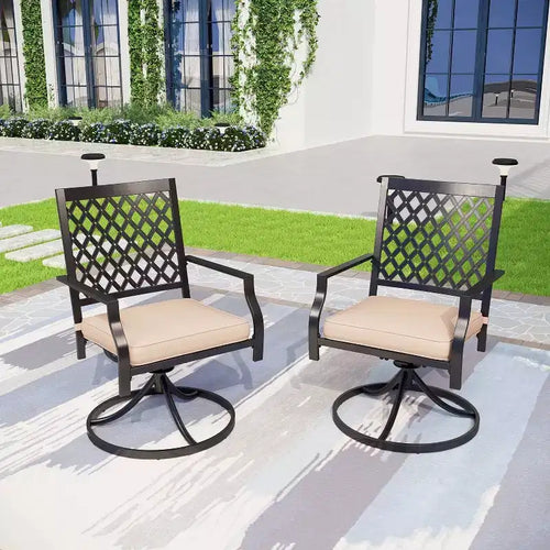 3pc Patio Set with 2 Swivel Chairs & Round Table - Black - Captiva Designs