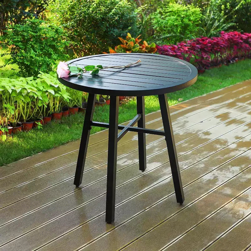 3pc Patio Set with 2 Swivel Chairs & Round Table - Black - Captiva Designs
