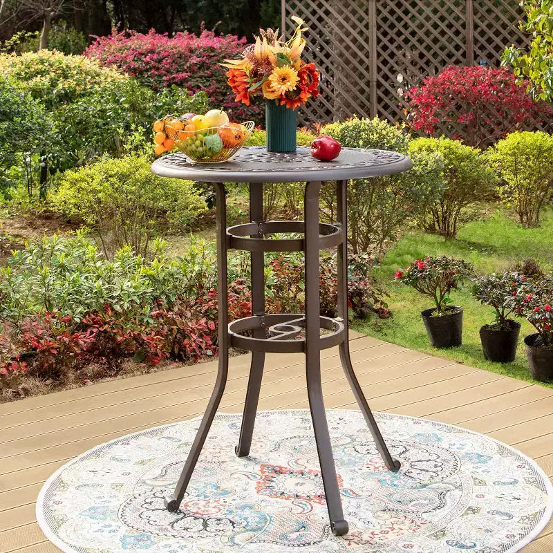 Captiva Designs 3pc Cast Aluminum Outdoor Patio Dining Set: Bronze Finish, Water & Rust-Resistant, Includes 2 Arm Chairs, 1 Table