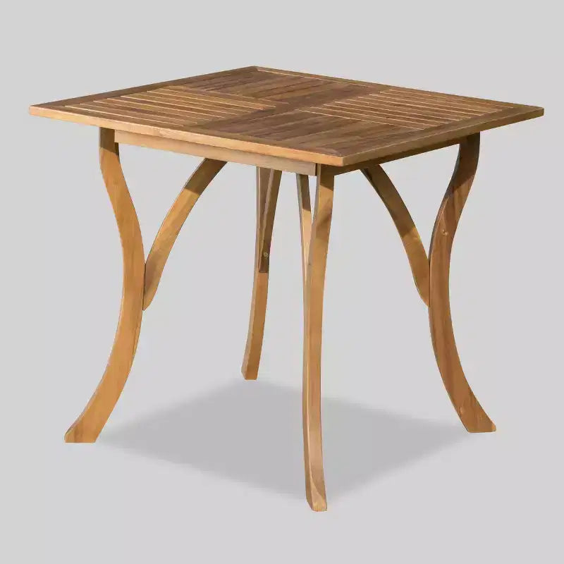 Chaucer 5pc Acacia and Mesh Dining Set - Teak/Black - Christopher Knight Home: Weather-Resistant, Square Table