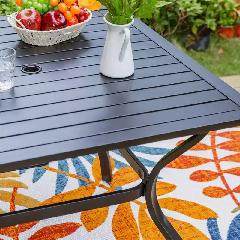 5pc Patio Set with 37" Metal Table & Swivel Arm Chairs - Captiva Designs