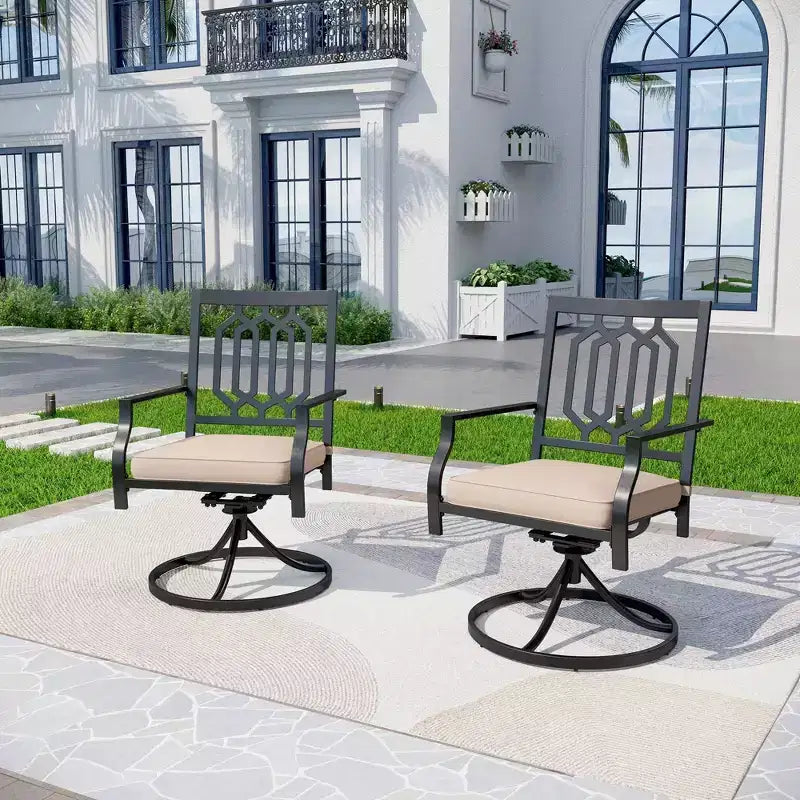 Ensemble de patio 5 pièces avec chaises pivotantes et table carrée en métal – Captiva Designs : Ensemble de mobilier de salle à manger d'extérieur