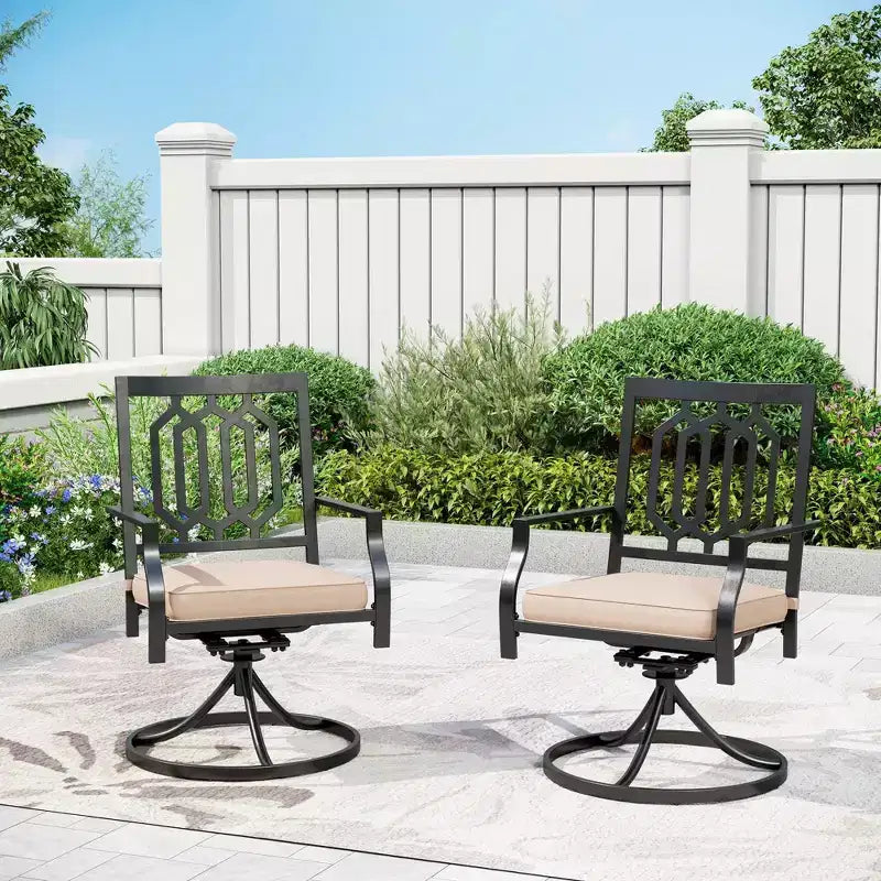 Ensemble de patio 5 pièces avec chaises pivotantes et table carrée en métal – Captiva Designs : Ensemble de mobilier de salle à manger d'extérieur