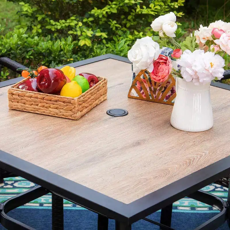 5pc Patio Table & Metal Chairs with Square Design - Captiva Designs