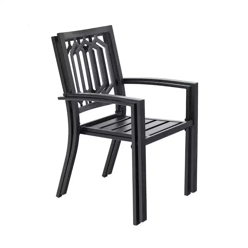 5pc Patio Table & Metal Chairs with Square Design - Captiva Designs