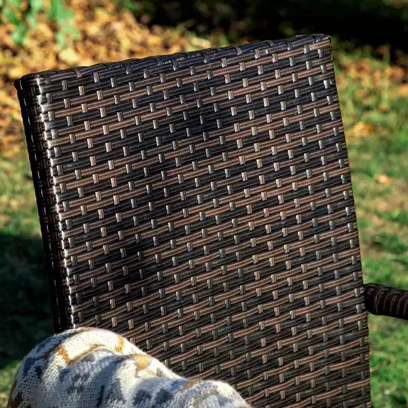 3pc Patio Dining Set with 22" Square Metal Table with Umbrella Hole & 2 Rattan Chairs - Black - Captiva Designs