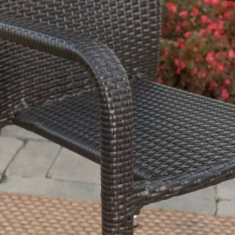 Spencer 7pc Wood & Wicker Dining Set - Brown - Christopher Knight Home: Weather-Resistant, Aluminum Frame