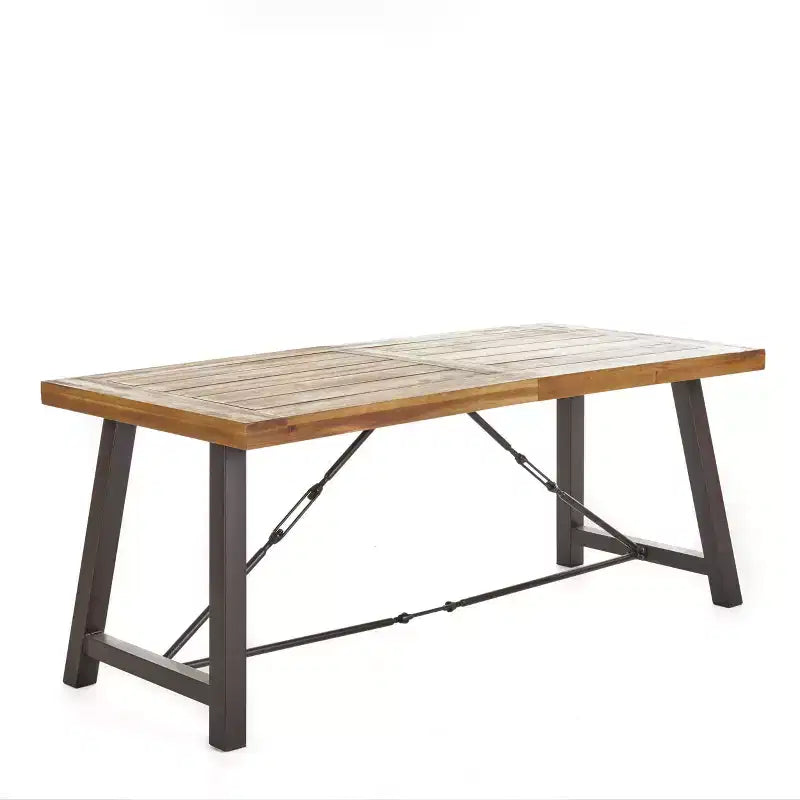 Spencer 7pc Wood & Wicker Dining Set - Brown - Christopher Knight Home: Weather-Resistant, Aluminum Frame