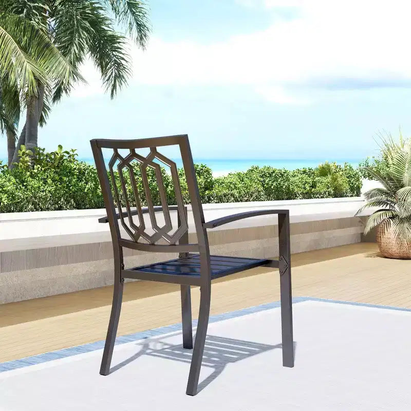 7pc Outdoor Rectangular Table & 6 Chairs with Square Design - Black - Captiva Designs