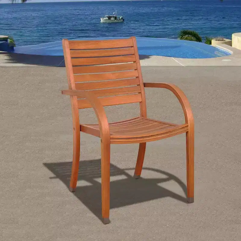 Arizona 5pc Patio Eucalyptus Wood Round Dining Set - International Home Miami: Outdoor Furniture, Seats 4