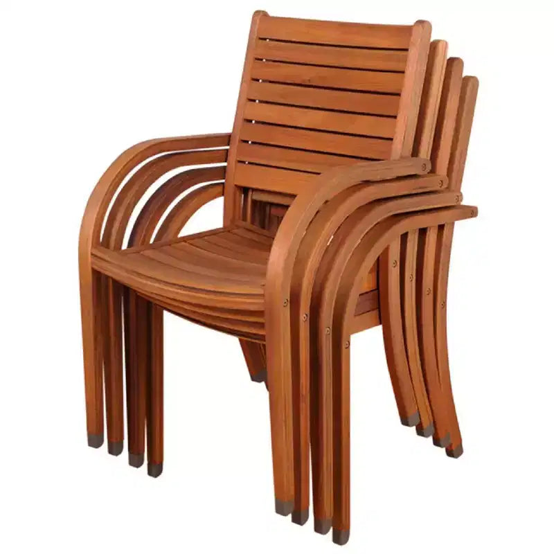 Arizona 5pc Patio Eucalyptus Wood Round Dining Set - International Home Miami: Outdoor Furniture, Seats 4