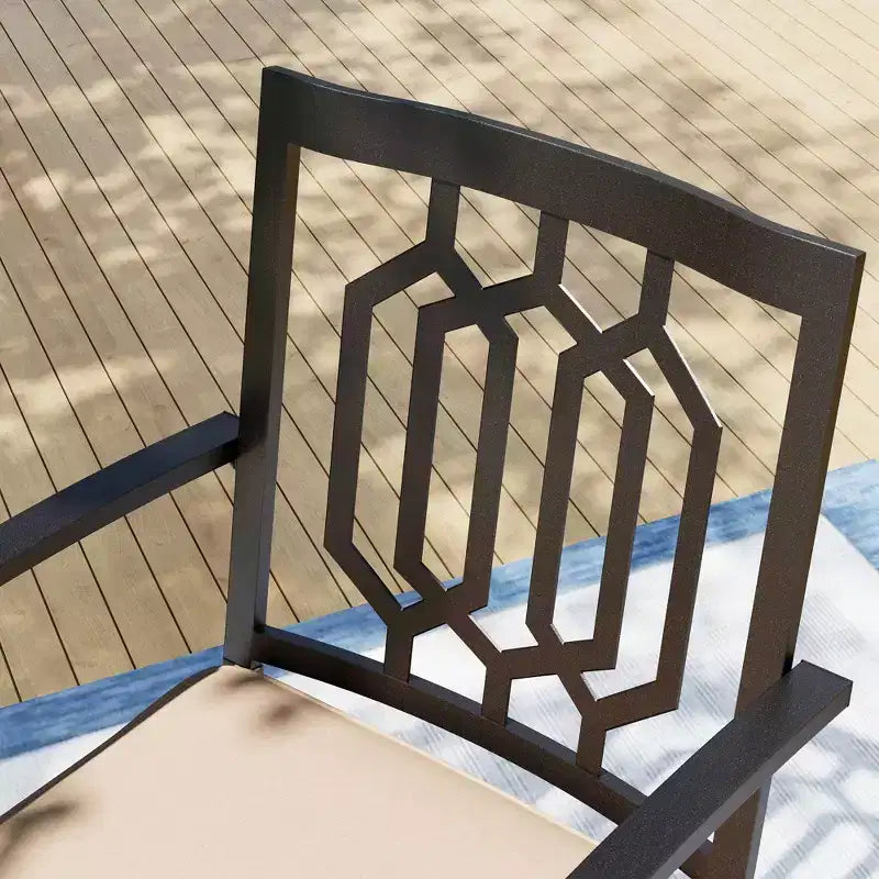 7pc Patio Dining Set with Rectangle Table with 1.57" Umbrella Hole & 360 Swivel Sling Arm Chairs with Patterned Back - Captiva Designs