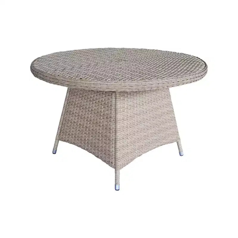 International Concepts 7pc Wicker Outdoor Patio Dining Set: Umbrella Hole, Aluminum Frame