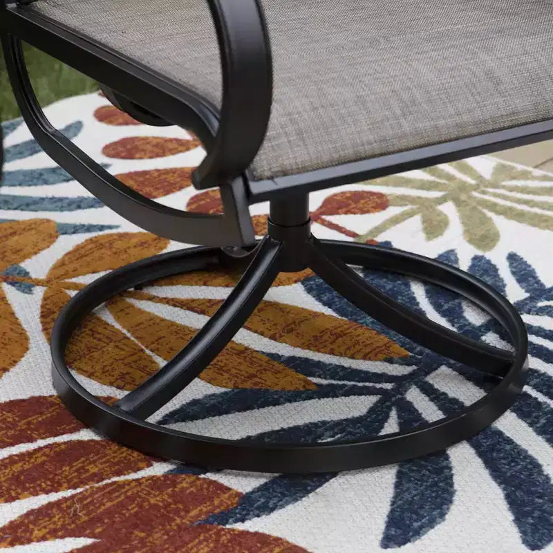 Ensemble de salle à manger d'extérieur 7 pièces avec table rectangulaire avec trou pour parasol de 4 cm et fauteuils rembourrés pivotants en acier à 360° - Captiva Designs