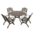 5pc Patio Dining Set with 48" Modern Ornate Outdoor Mesh Aluminum Round Table - Bronze - Oakland Living: Cast Aluminum, Weather-Resistant