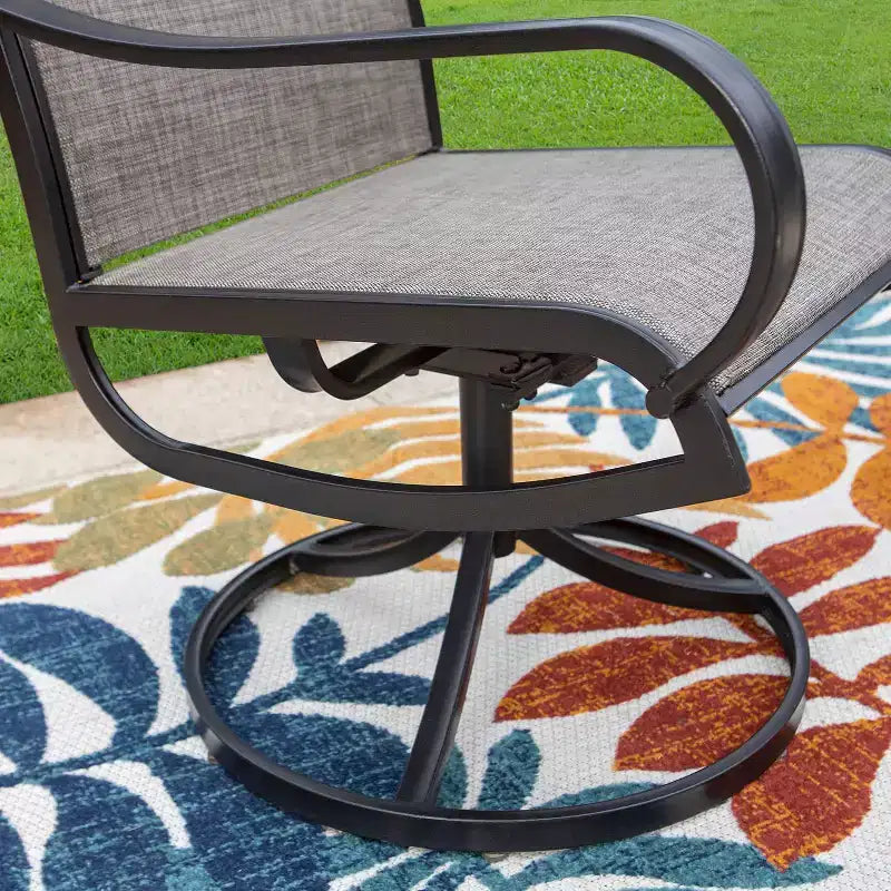 Ensemble de salle à manger 7 pièces pour terrasse avec table extensible en acier et fauteuils pivotants à 360° en toile - Captiva Designs : Salon de jardin