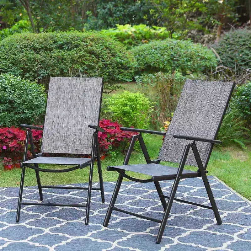 7pc Outdoor Dining Set with 7 Position Adjustable Chairs & Metal Frame Table with Umbrella Hole - Captiva Designs