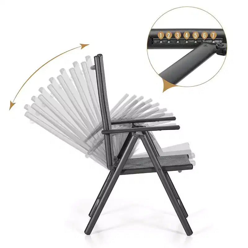 7pc Outdoor Dining Set with 7 Position Adjustable Chairs & Metal Frame Table with Umbrella Hole - Captiva Designs