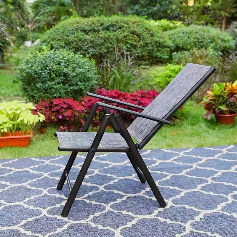 7pc Outdoor Dining Set with 7 Position Adjustable Chairs & Metal Frame Table with Umbrella Hole - Captiva Designs